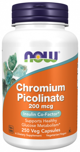 NOW Chromium Picolinate 200 mcg, Хрома Пиколинат 200 мкг, 250 капсул