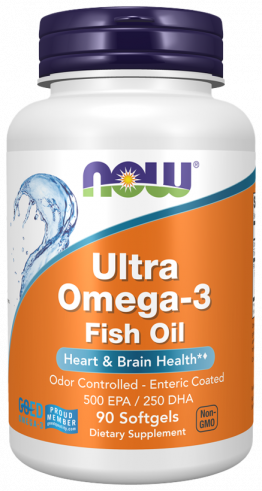 NOW Ultra Omega-3 Fish Oil 500 EPA/250 DHA, Ультра Омега-3 Фиш Ойл 500 ЭПК/250 ДГК, 90 капсул