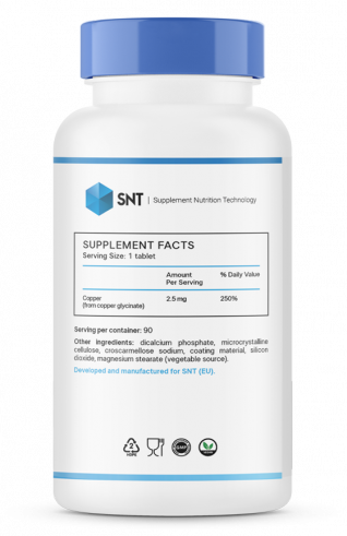 SNT Chelated Copper, Хелатированная медь, 90 таблеток