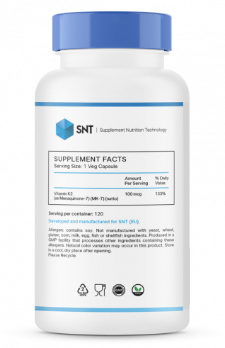 SNT Vitamin K-2 MK-7, Витамин К-2 МК-7, 120 капсул