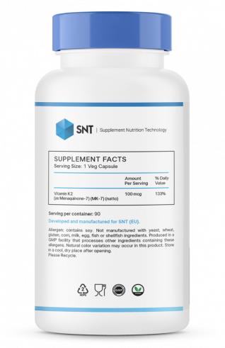 SNT Vitamin K-2 MK-7, Витамин К-2 МК-7, 90 капсул